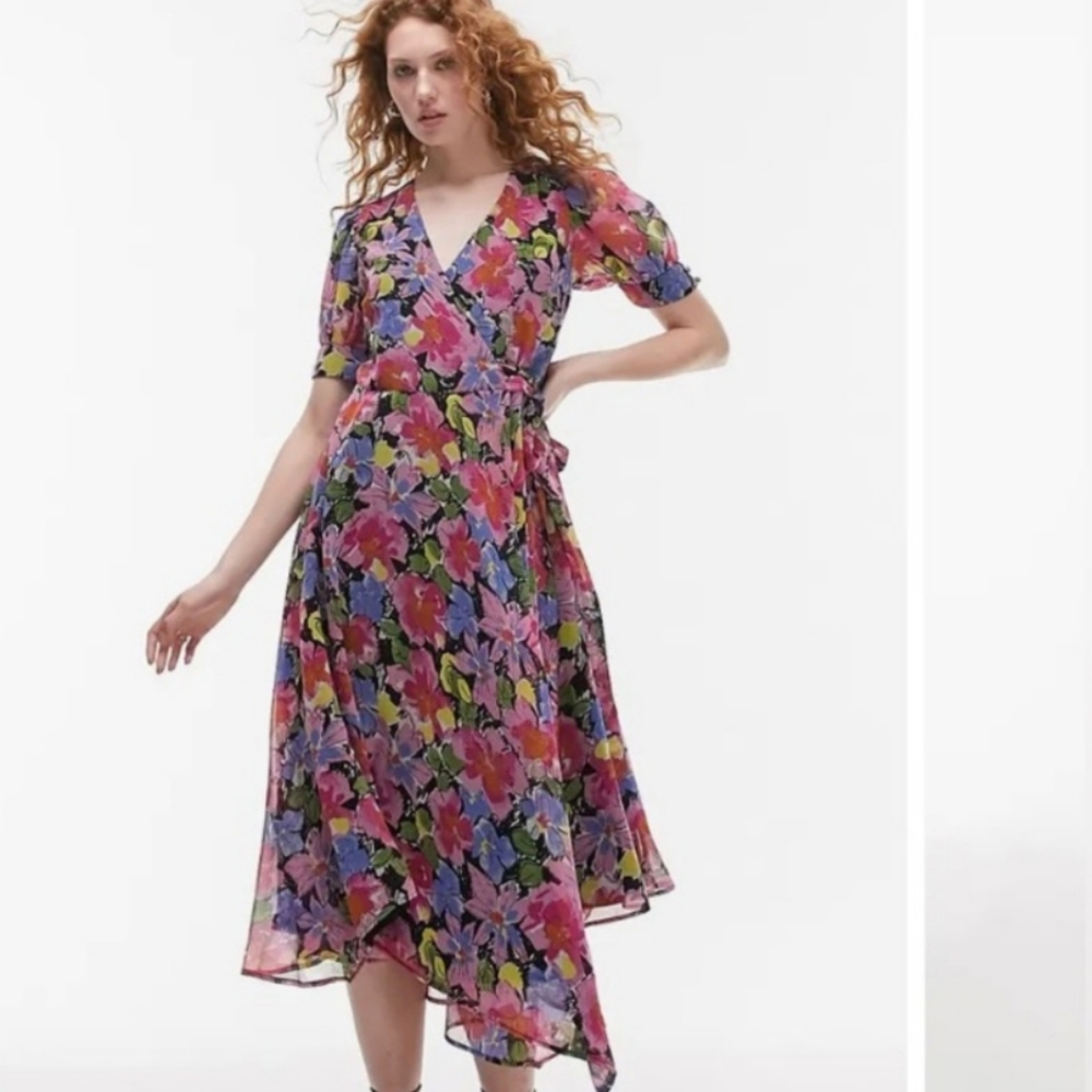 Topshop Floral Wrap Dress